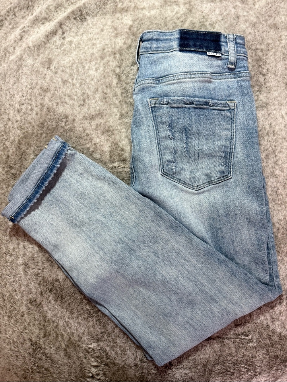 Risen Jeans Womens 13/31 High Rise Distressed Straight Crop Ankle Light Wash